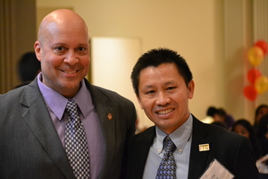 Two men attending event